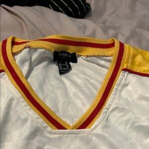Forever 21 White and Yellow Men's Jersey